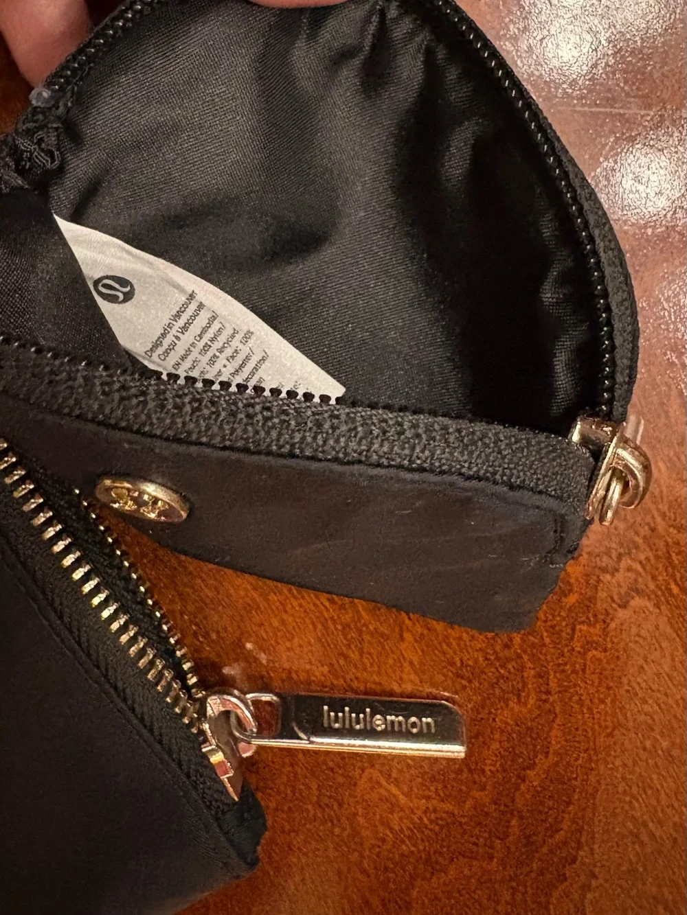 lululemon athletica Black Zip Pouch Duo with Gold Hardware